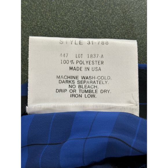 Vtg Ms. Paquette top shirt blouse blue black plaid 3/4 sleeves lightweight S - Picture 7 of 7